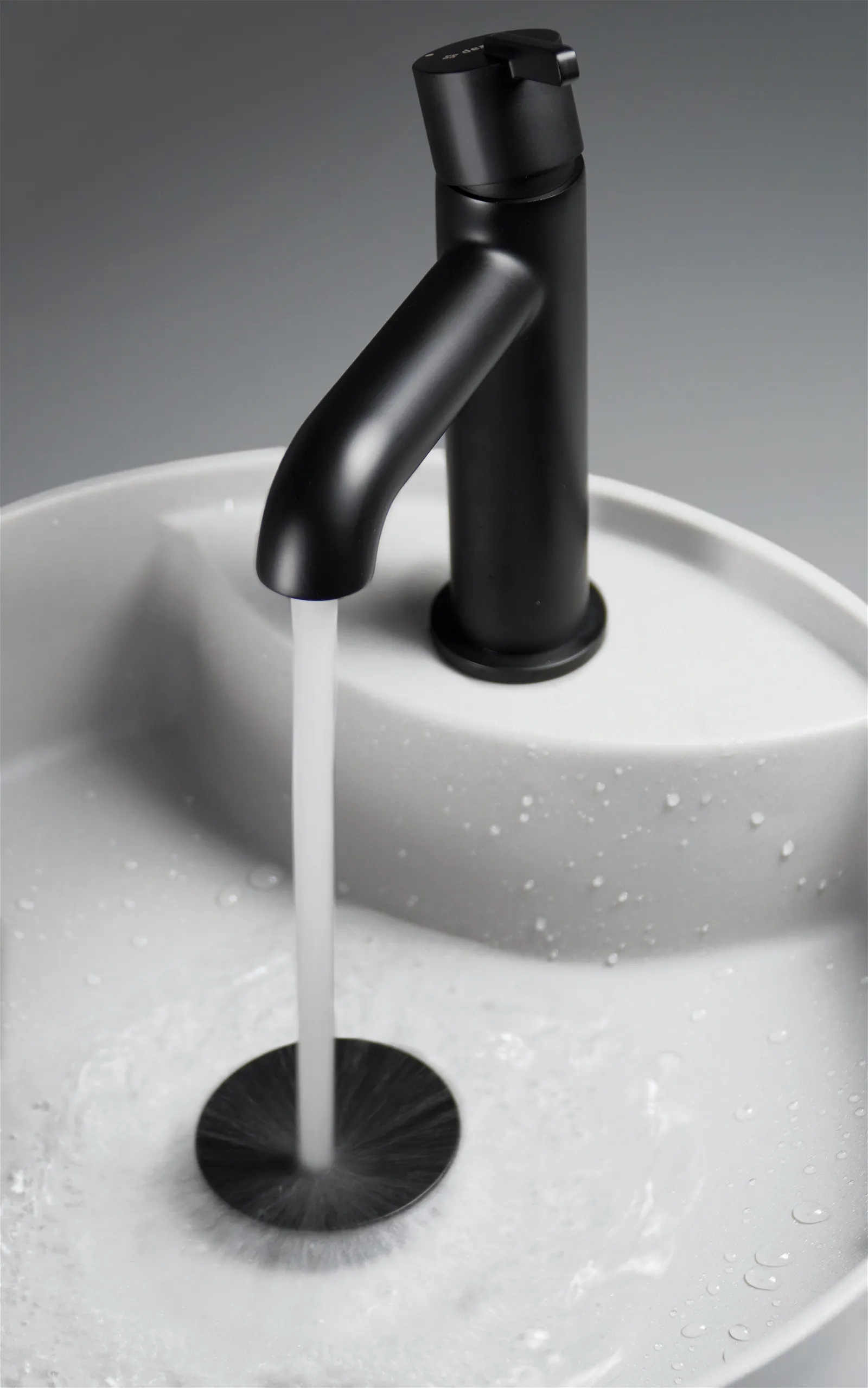 Deante umywalka Silia granitowa nablatowa - z wyspą na baterię biała